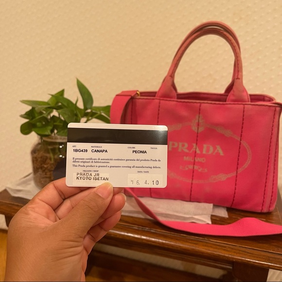Authentic Prada Canapa Handbag/ sling bag Color Peonia/ Pink - Picture 7 of 15